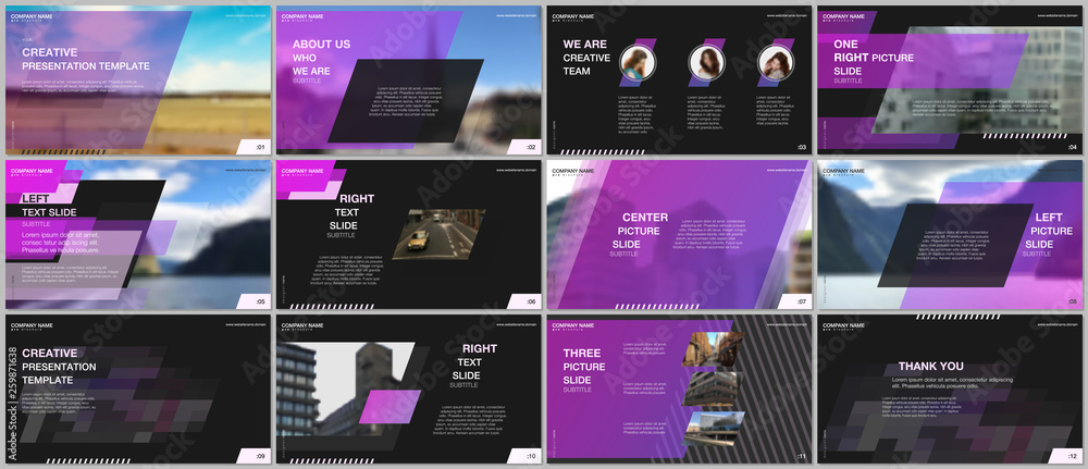 Wall mural minimal presentations design, portfolio vector templates with colorful gradient geometric background