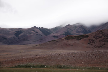 Colored mountains and vegetation in the Altai Republic, Chagan Uzun. Russia