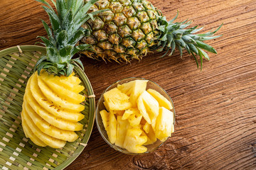 Fresh and delicious pineapple fruit slice platter