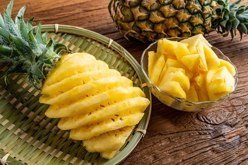 Fresh and delicious pineapple fruit slice platter