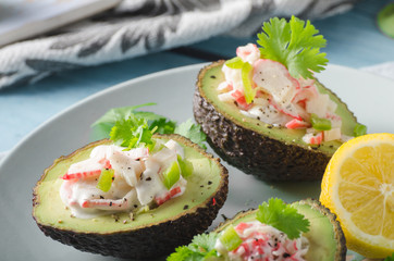 Delish filled avocado with crab meat
