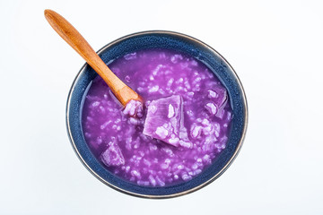 A bowl of purple yam porridge