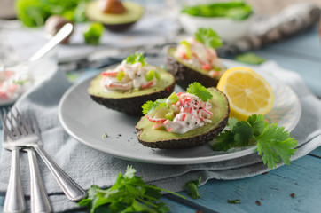 Delish filled avocado with crab meat