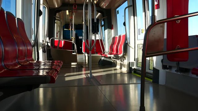 Internal View of the Electric Light Metro Rail in Cagliari Sardinia Video 4K