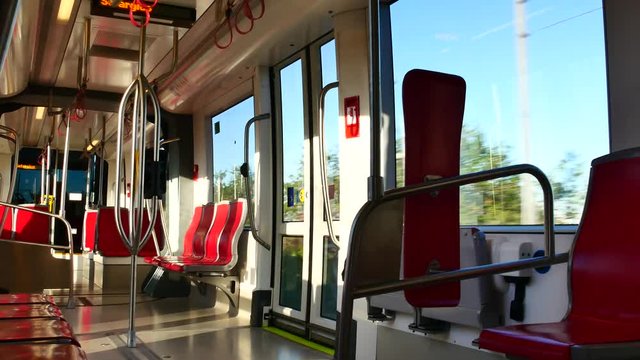 Internal View of the Electric Light Metro Rail in Cagliari Sardinia Video 4K