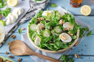 Homemade eggs spinach salad