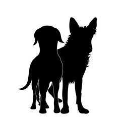 Vector silhoutte of dog and cat on white background. Symbol of animal and veterinary.