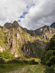 View of Machu Picchu´s mountains from the rail trail