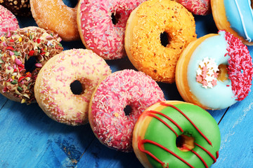 donuts in different glazes with chocolate