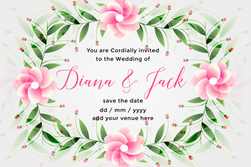 wedding card design with lovely flower decoration