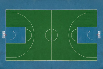 Basketball court aerial view.