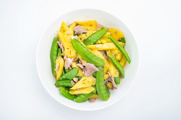 Sweet and sour delicious pineapple peas fried meat