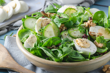 Homemade eggs spinach salad