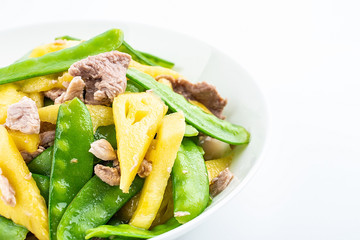 Sweet and sour delicious pineapple peas fried meat