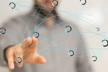 team - Abstract illustration of business network grid team 3d