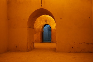 interior of an old palace in meknes morocco - obrazy, fototapety, plakaty