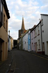 Fototapeta na wymiar Cresswell street in Tenby, Wales