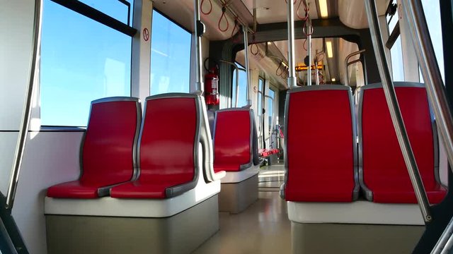 Internal View of the Electric Light Metro Rail in Cagliari Sardinia Video 4K