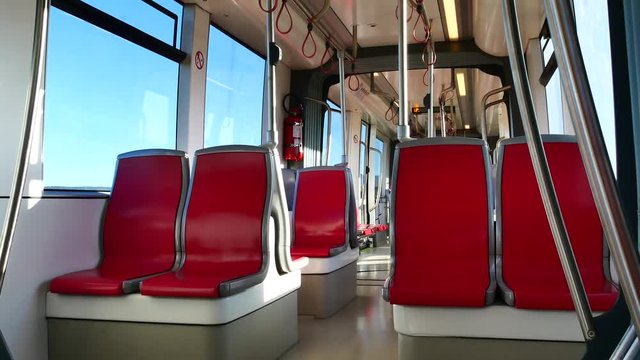 Internal View of the Electric Light Metro Rail in Cagliari Sardinia Video 4K