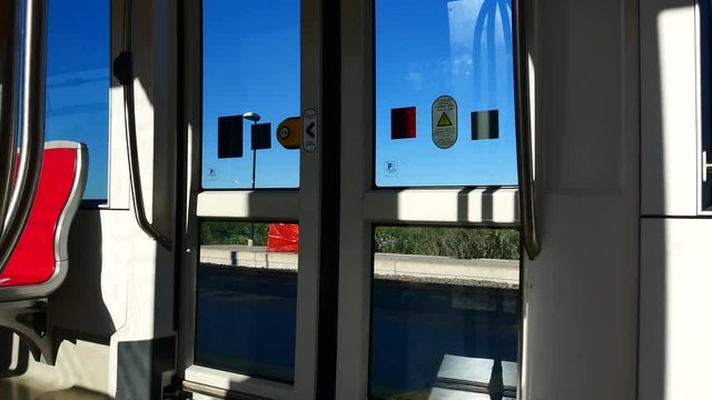 Internal View of the Electric Light Metro Rail in Cagliari Sardinia Video 4K
