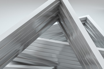3d rendering, triangle metal framework, industrial background