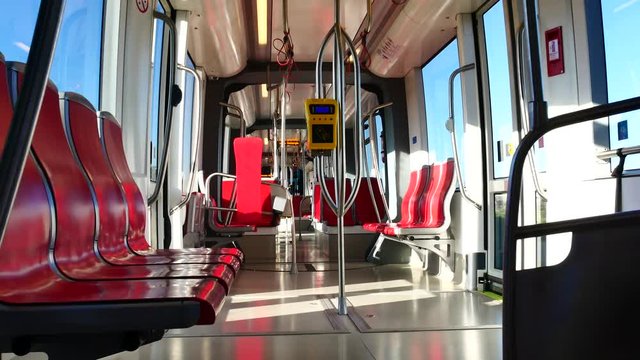Internal View of the Electric Light Metro Rail in Cagliari Sardinia Video 4K