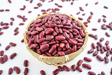 Red kidney beans on white background
