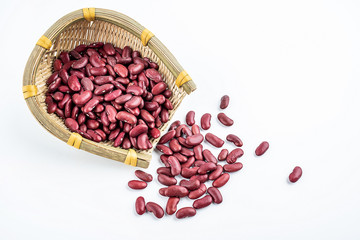 Red kidney beans on white background