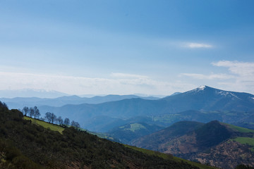 Naklejka premium Mountains Landscape in Galicia, Spain with blue skies