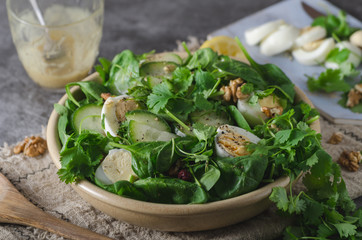 Homemade eggs spinach salad