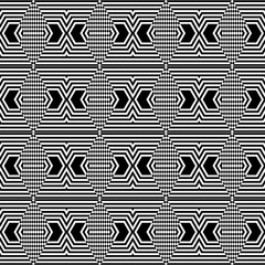 Monochrome geometric shapes and optical illusion wallpaper pattern background.