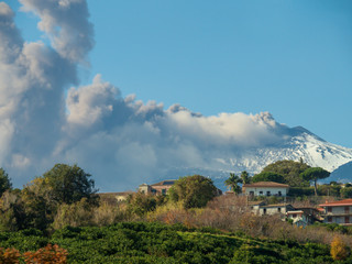 Etna, active vacalno mointain in Italy, was  eruption in December 24th, 2018