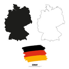 Detailed vector map and flag - Germany vector illustration