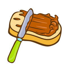 Peanut butter on bread doodle vector icon. Cartoon illustration of peanut icon for web design. Nuts hand drawn emblems and labels isoleted on white backgraund