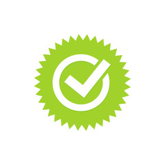Green tick or green check mark. Tick symbol vector illustration.