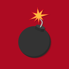 Bomb icon in flat style