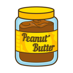 Peanut butter jar vector icon. Cartoon illustration of peanut icon for web design. Nuts emblems and labels isoleted on white backgraund