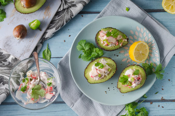 Delish filled avocado with crab meat
