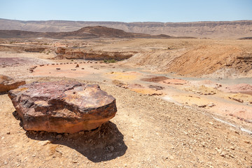 Ruins of the temple in the ancient city Avdat, national park Avdat in the Negev desert in the south of Israel