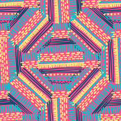 Abstract Ikat and boho style handcraft fabric pattern. Traditional Ethnic design for clothing and textile background, carpet or wallpaper