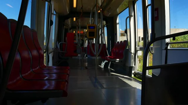 Internal View of the Electric Light Metro Rail in Cagliari Sardinia Video 4K