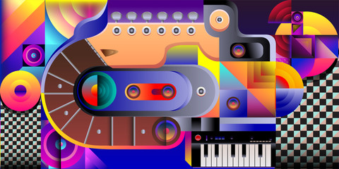 Vector illustration music instrument and colorful art background