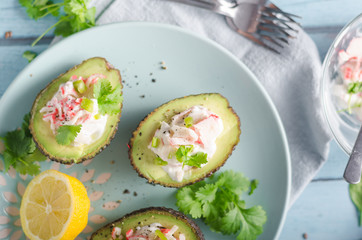 Delish filled avocado with crab meat