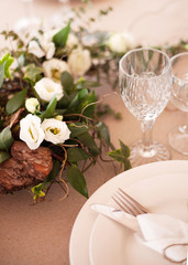 Artificial flower bouquet decoration, copy space background