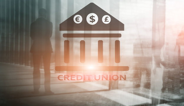 Credit Union. Financial cooperative banking services. Finance abstract background.