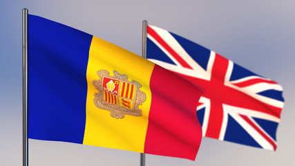 Andorra 3D flag waving in wind.