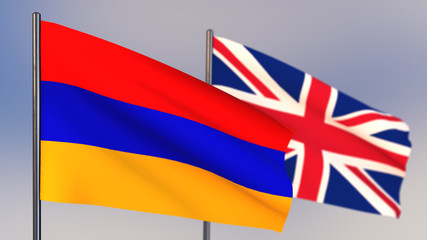 Armenia 3D flag waving in wind.