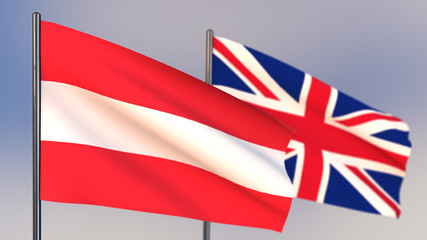 Austria 3D flag waving in wind.