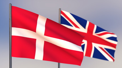 Denmark 3D flag waving in wind.