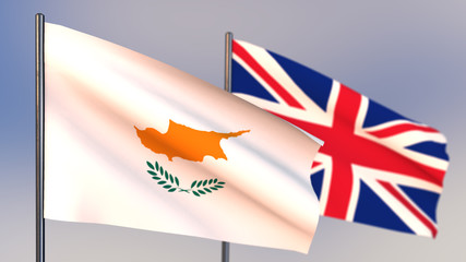 Cyprus 3D flag waving in wind.